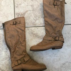 Light brown faux soft leather boots size 7